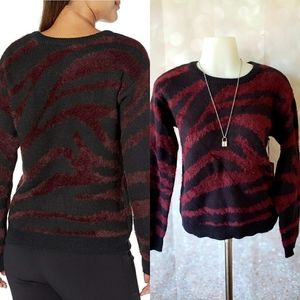 Vince Camuto Short Eyelash Zebra Pullover Sweater